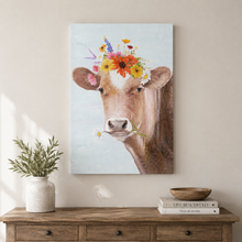 Load image into Gallery viewer, Cow w/ Flowers Artwork
