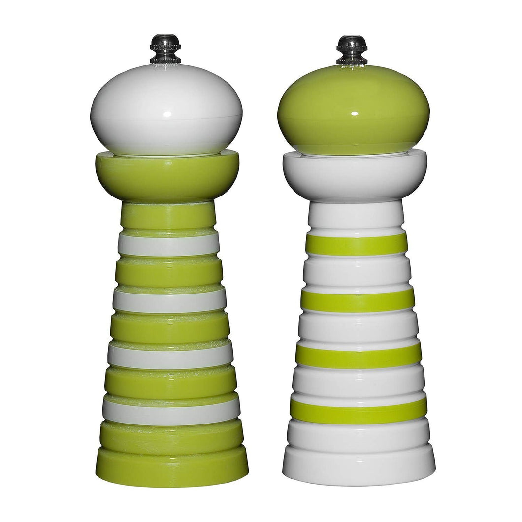 Acrylic Pepper Mill, Green Stripes 2-PC