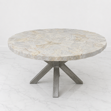 Load image into Gallery viewer, 53" Diameter Faux Stone Fossil Dining Table
