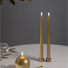 Load image into Gallery viewer, LED Gold Finish Taper Candle
