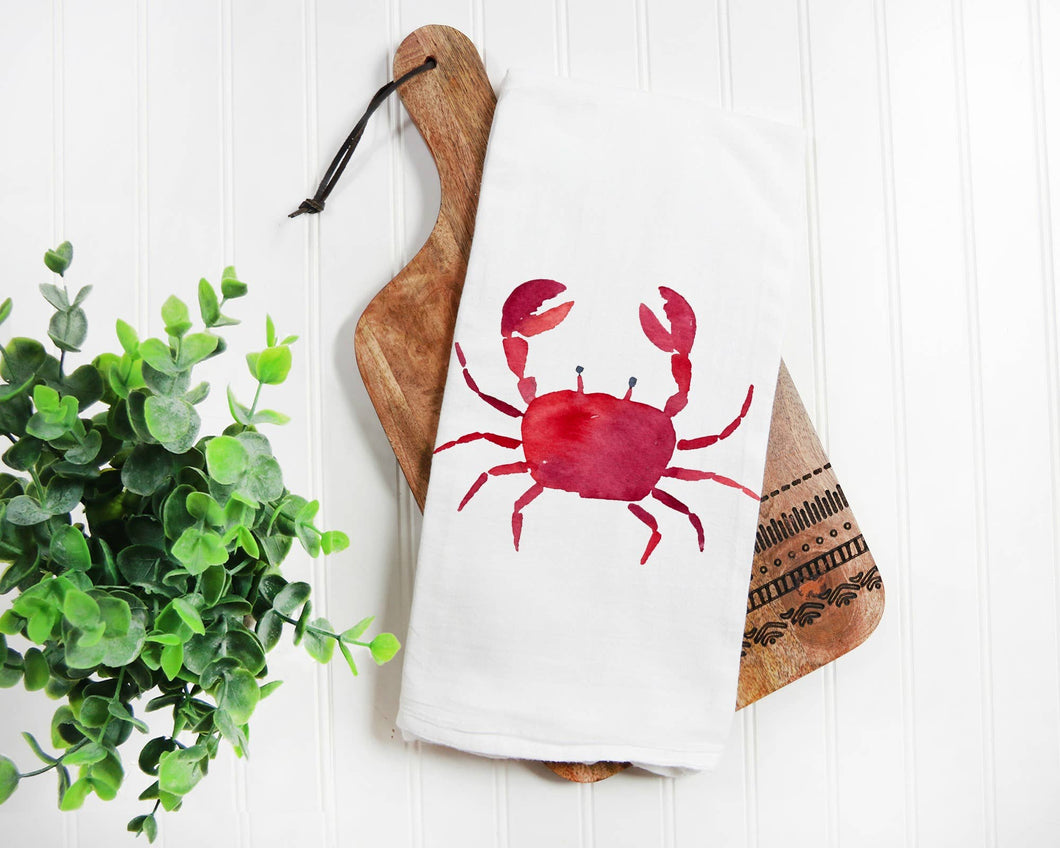 Watercolor Red Crab Kitchen Towel