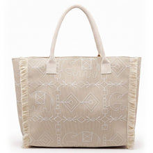 Load image into Gallery viewer, Boho Geometric Elephant Print Fringe Tote Bag
