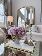 Load image into Gallery viewer, Gold Candle Holder White and Gold Beaded Stem
