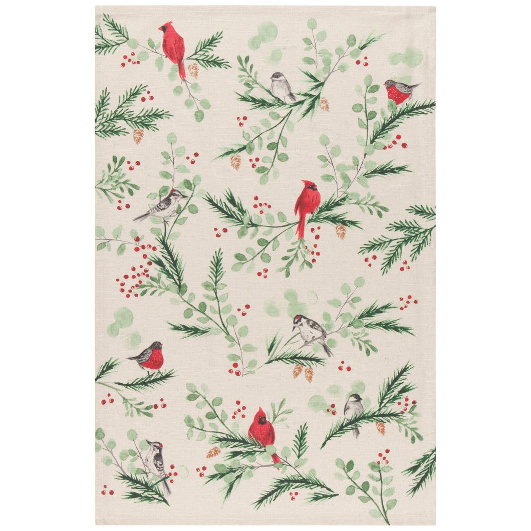 Forest Birds Christmas Dish Towel