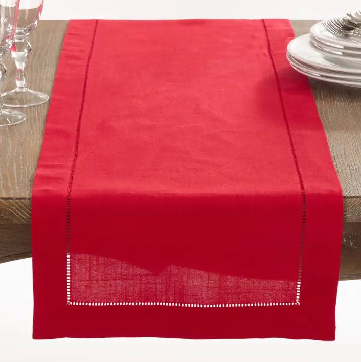 Red Hemstitched Table Runner