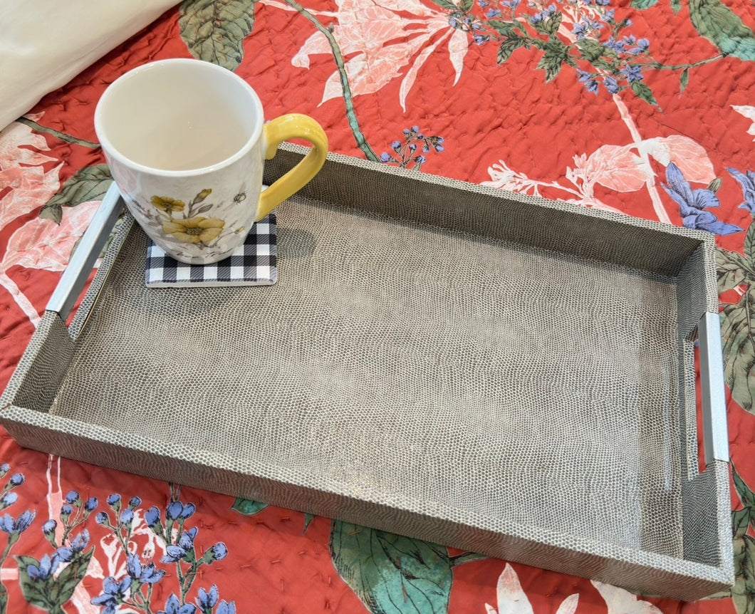 Gray Faux Shagreen Tray