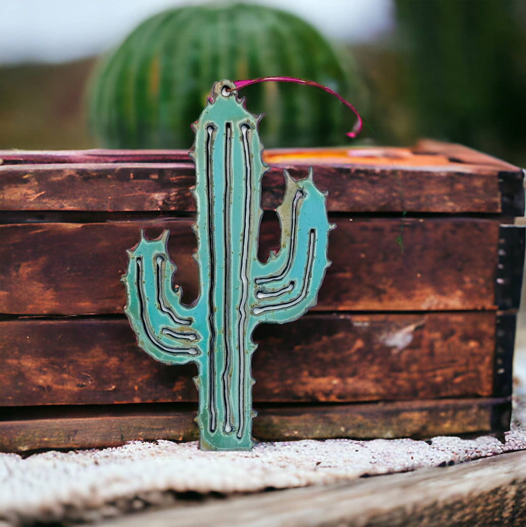 Saguaro Cactus Metal Recycled Ornament