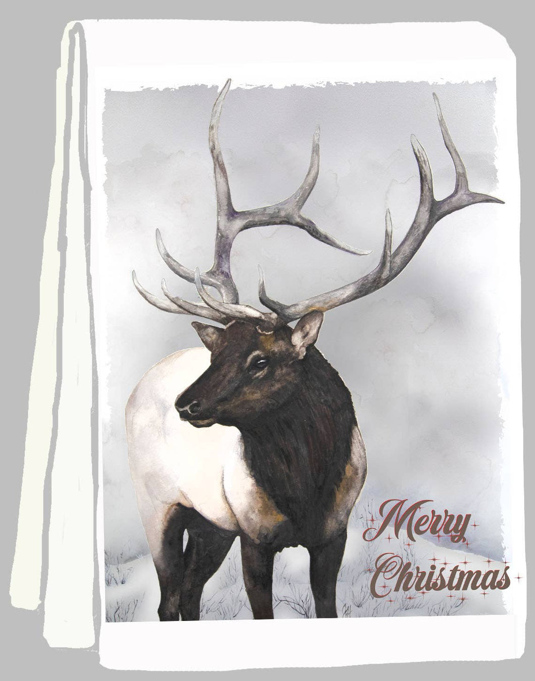 Elk Merry Christmas Tea Towel