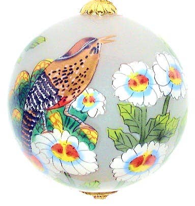 Hand-Painted Cactus Wren Ornament 3'