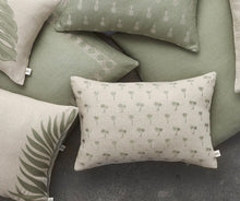Load image into Gallery viewer, Natural Linen/Sage Palm Trees Pillow
