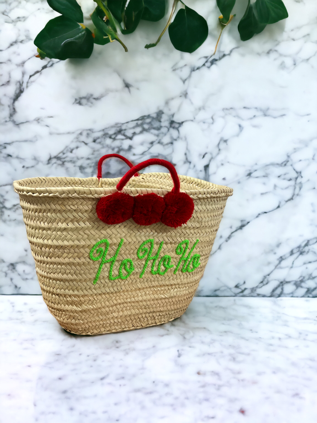 Handmade Straw Christmas Tote Handbag