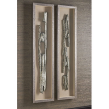 Load image into Gallery viewer, Mid-Century Metallic Silver Shadow Box Art- S/2
