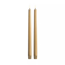 Load image into Gallery viewer, LED Gold Finish Taper Candle

