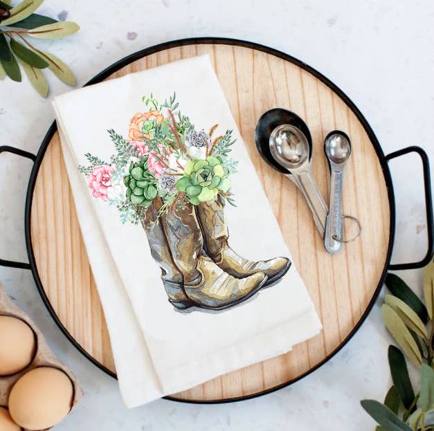 Cowboy Boots/Succulent Tea Towel