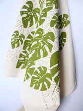 Load image into Gallery viewer, Hand Painted Monstera Kitchen Dish Towel
