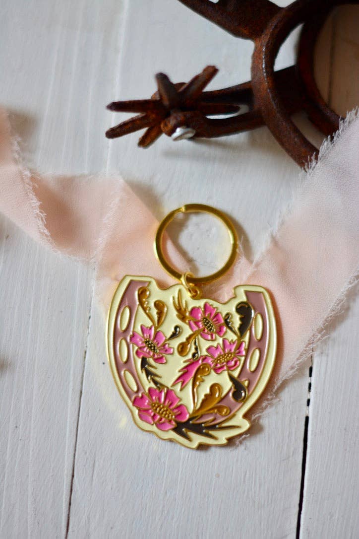 Floral Horseshoe Keychain