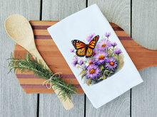 Load image into Gallery viewer, Monarch Butterfly/Flower Dish Towel

