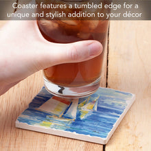 Load image into Gallery viewer, &quot;Set Sail&quot; Single Tumbled Stone Coaster
