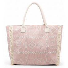 Load image into Gallery viewer, Boho Geometric Elephant Print Fringe Tote Bag
