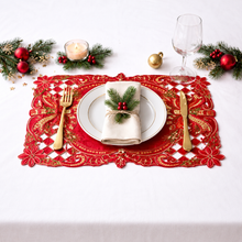 Load image into Gallery viewer, Holly Bow Christmas Cutout Design Placemat
