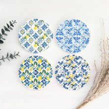 Load image into Gallery viewer, Mediterranean Lemon Coasters | Coastal Blue &amp; Yellow Accents Collection
