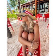 Load image into Gallery viewer, USA Ribbon Wide Brim Sun Hat
