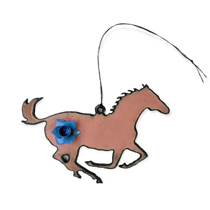 Rustic Metal Running Horse Ornament