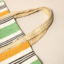 Load image into Gallery viewer, Striped Jute Braided Tote Bag
