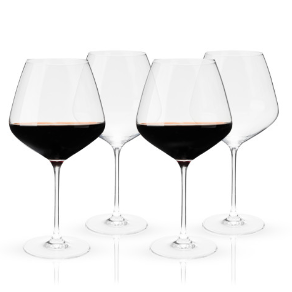 Reserve European Crystal Burgundy Glasses - S/4