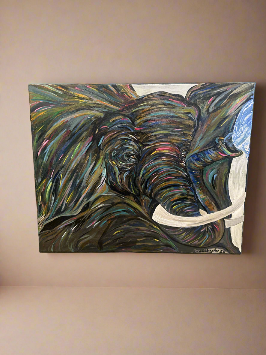 Original Art Colorful Elephant