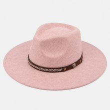 Load image into Gallery viewer, Vegan Felt Metal Hat w/ Leather Trim Collection
