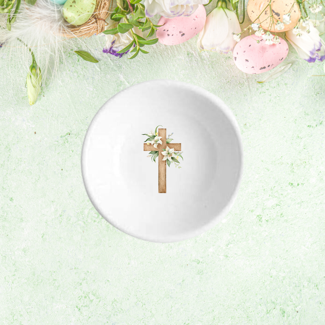 Easter Religious Cross Jewelry Trinket Dish