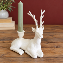 Load image into Gallery viewer, Polyresin Christmas Deer Taper Candle Holder
