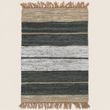 Load image into Gallery viewer, Brown &amp; Blue Leather Chindi Rug Collection
