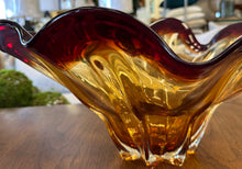 Load image into Gallery viewer, Ombré Red Glass Wavy Vase
