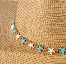 Load image into Gallery viewer, Starfish Beaded Band Straw Hat Collection
