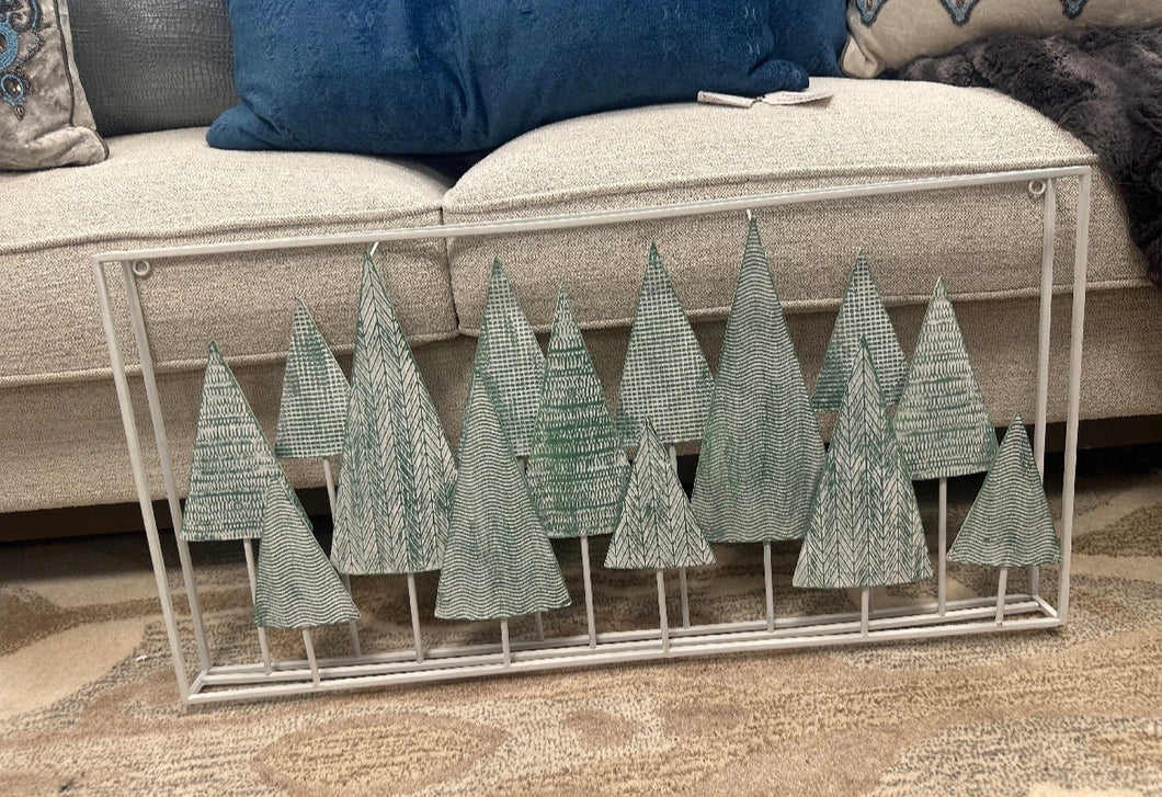 Painted Green Metal Tree Art