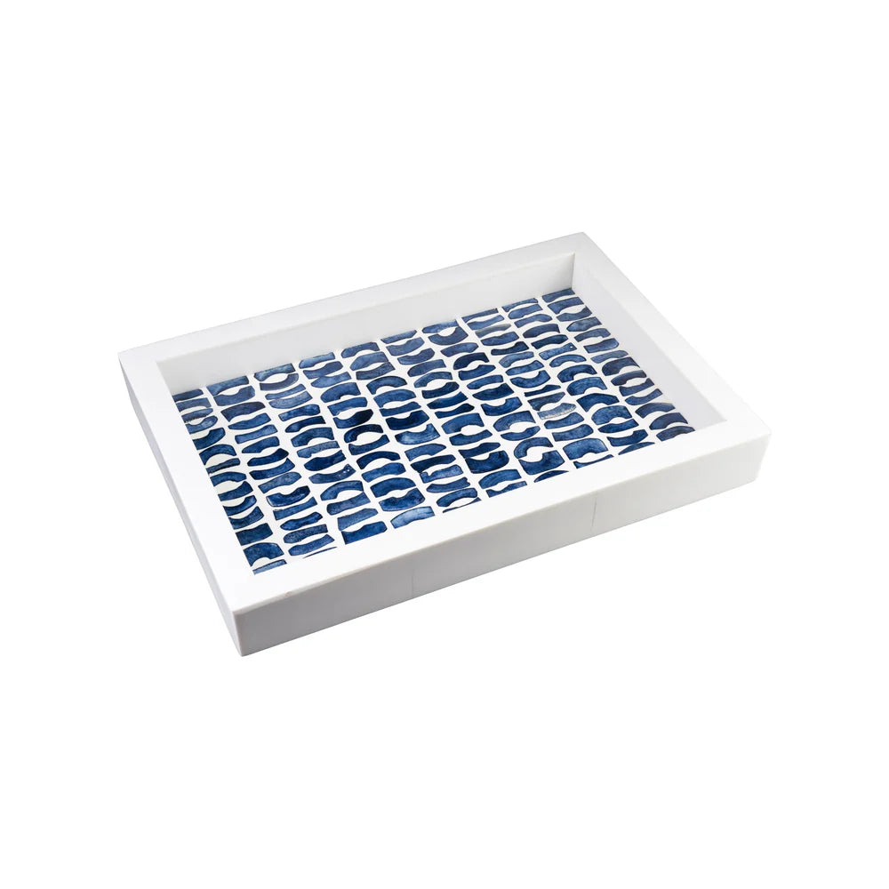Bone Inlay Tray in Blue and White Collection
