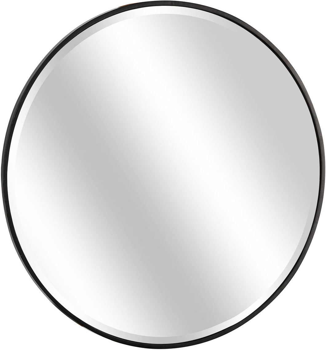 Soft Black Round Beveled Mirror 40