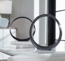 Load image into Gallery viewer, Orbit Black Nickel Ring Sculptures- S/2
