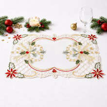 Load image into Gallery viewer, Holly Bow Christmas Design Ivory Placemat
