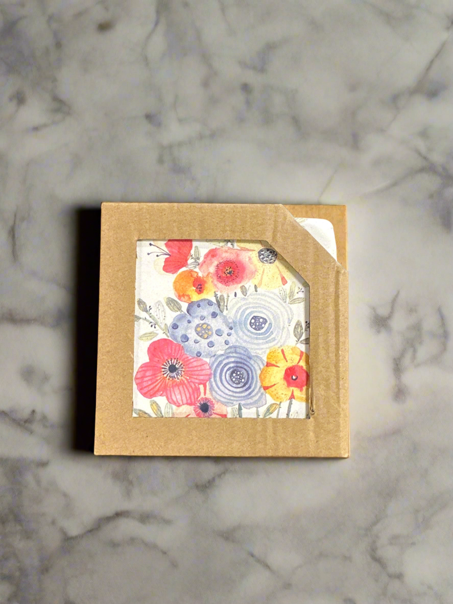 Stone Floral Coaster Set/4