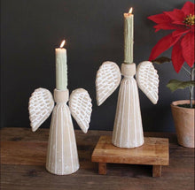 Load image into Gallery viewer, Grey Wash Clay Angel Taper Holder
