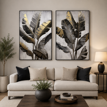 Load image into Gallery viewer, Black &amp; Gold Palms Art Collection
