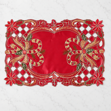 Load image into Gallery viewer, Holly Bow Christmas Cutout Design Placemat
