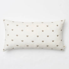 Load image into Gallery viewer, Ivory Linen w/ Embroidered Bees Bolster Pillow
