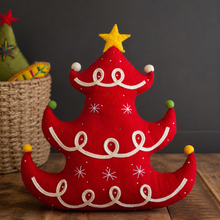 Load image into Gallery viewer, Red Felt Christmas Tree Pillow
