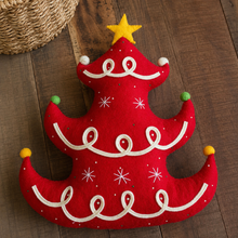 Load image into Gallery viewer, Red Felt Christmas Tree Pillow
