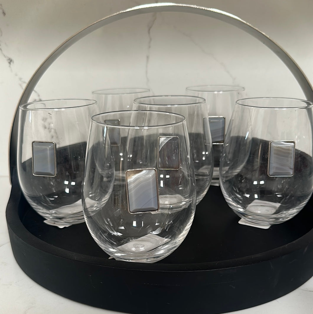 Gray quartz stemless wineglass