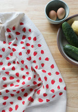 Load image into Gallery viewer, Strawberry Hand Printed Dish Towel
